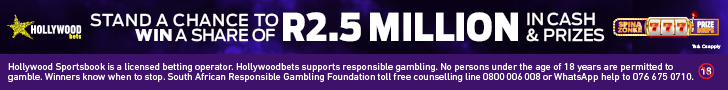 Hollywoodbets promotional banner featuring sports betting offers and online betting services